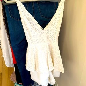White Lace Romper Mustard Seed Size Medium